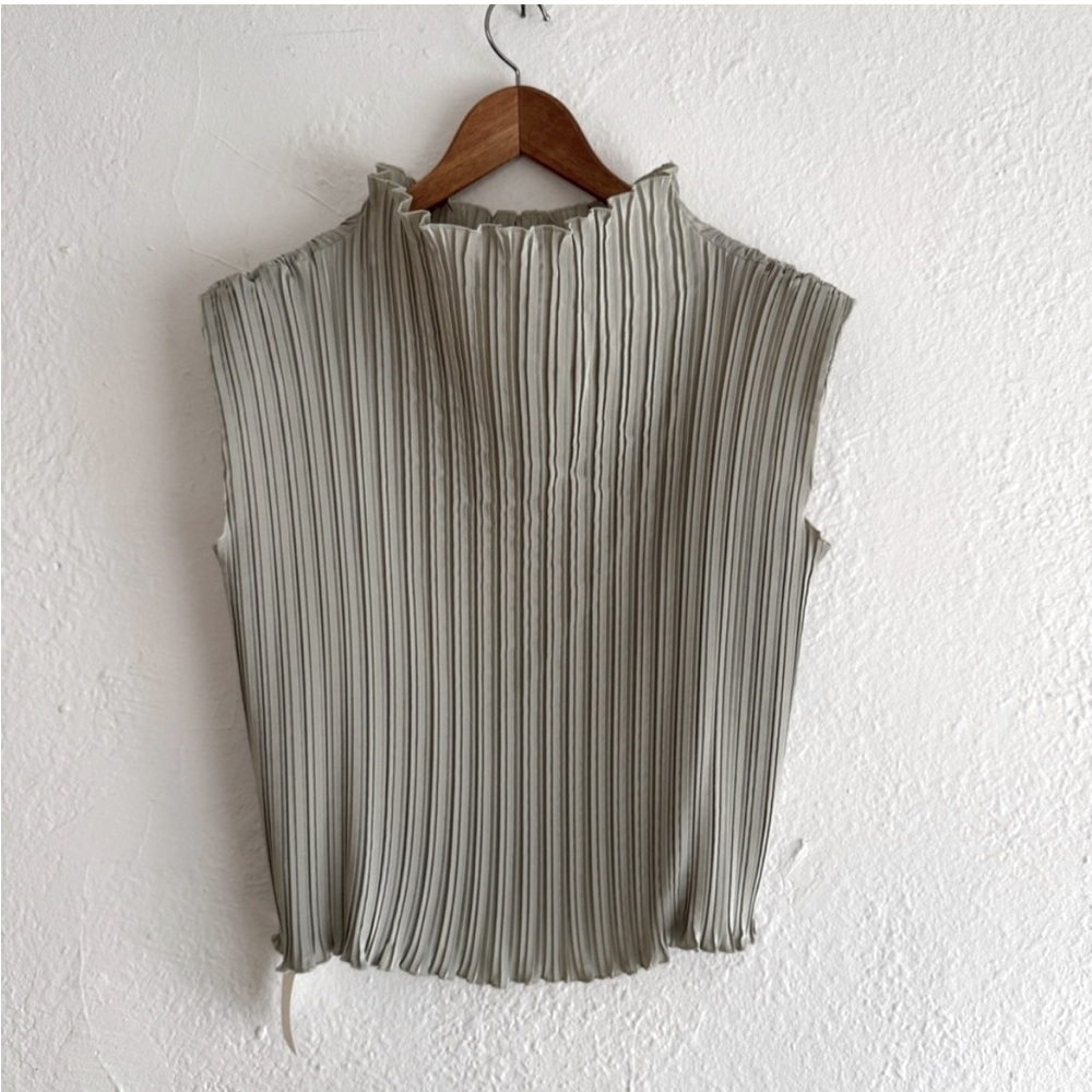 Vintage WillowRidge green crinkle blouse